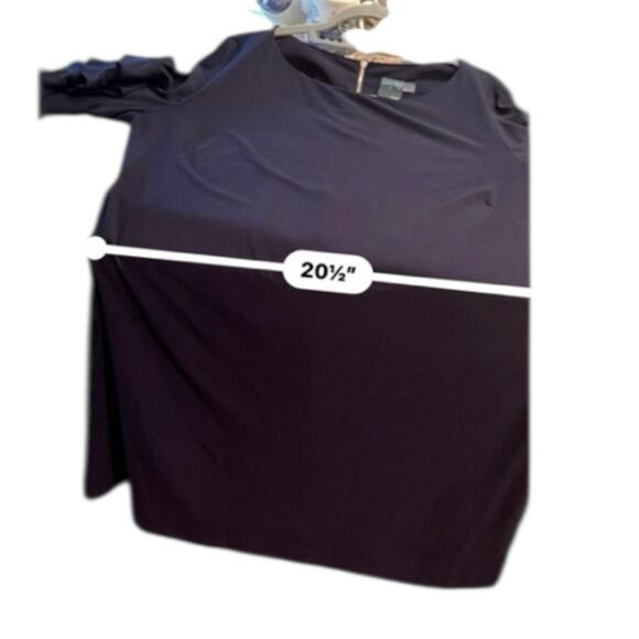 Gabby Skye Dark Blue Shift Dress Women’s Size 14W Ruffled 3/4 Sleeves Zip Back - Picture 7 of 8